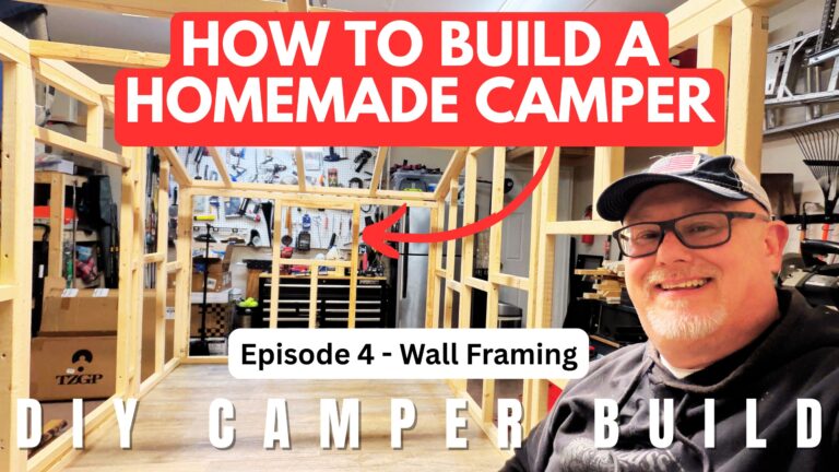 Wall and roof framing on our homemade camper trailer