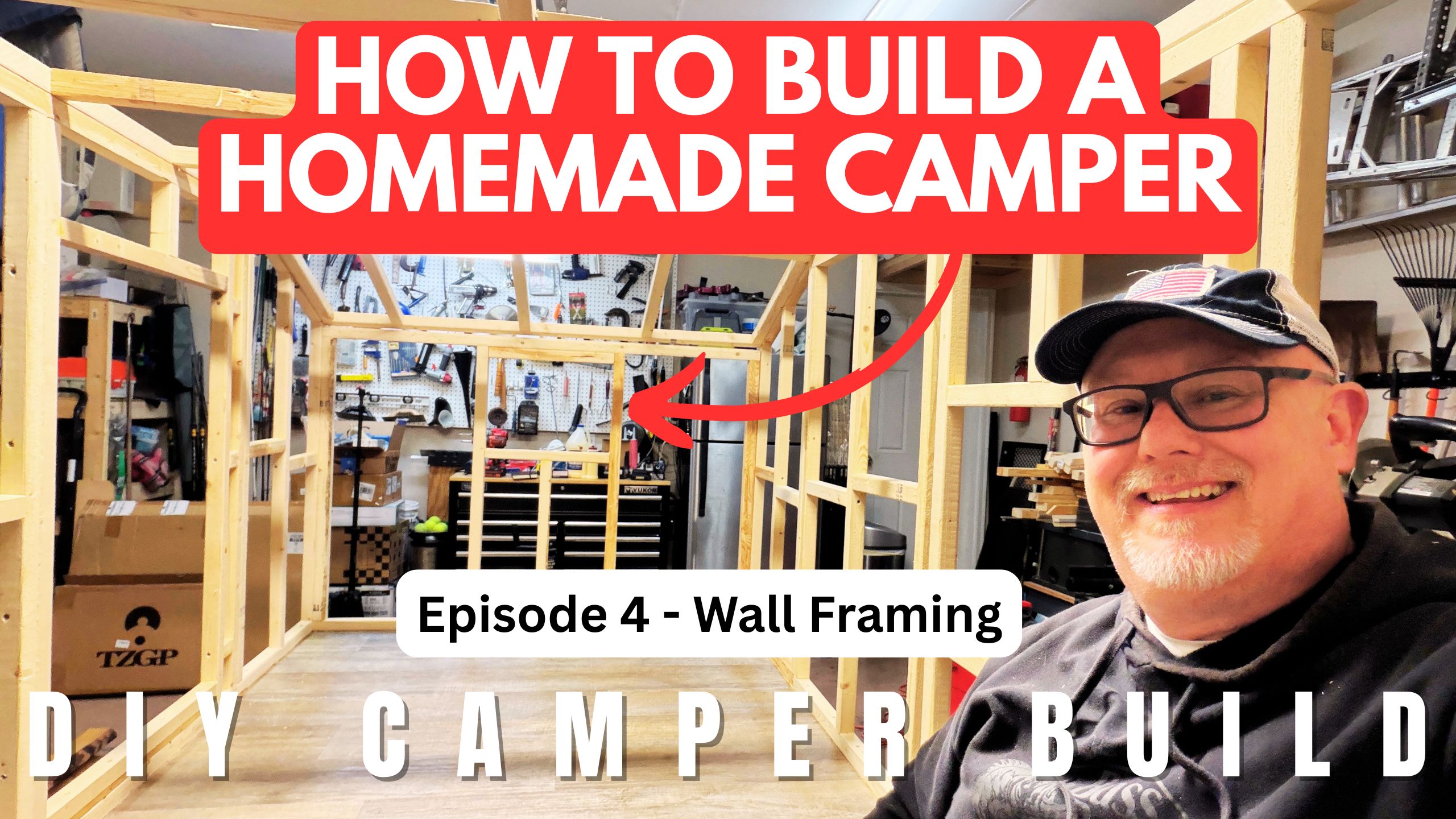 Wall and roof framing on our homemade camper trailer