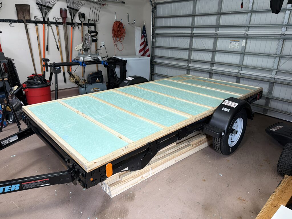 DIY camper floor framing on a Harbor Freight 5×10 trailer